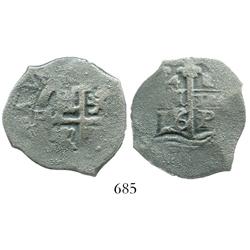 Potosi, Bolivia, cob 4 reales, 1676E.