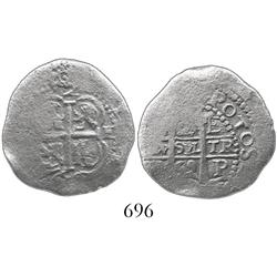 Potosi, Bolivia, cob 2 reales, 1669E.