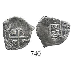 Potosi, Bolivia, cob 1 real, 1673/2E, rare.