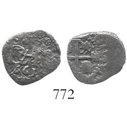 Potosi, Bolivia, cob 1/2 real, 1661E, rare denomination as from a wreck.