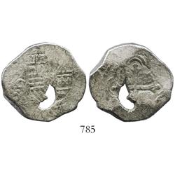 Mexico City, Mexico, cob 4 reales, Charles II, assayer G, natural bubble in metal.