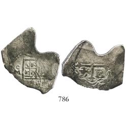 Mexico City, Mexico, cob 4 reales, Charles II, assayer not visible.