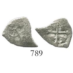 Mexico City, Mexico, cob 1/2 real, Charles II, assayer not visible, rare denomination as from this w