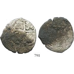 Potosi, Bolivia, cob 8 reales, 1675E, scarce mint for this wreck.