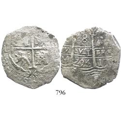 Lima, Peru, cob 8 reales, 1694M.