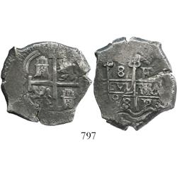 Potosi, Bolivia, cob 8 reales, 1698F.