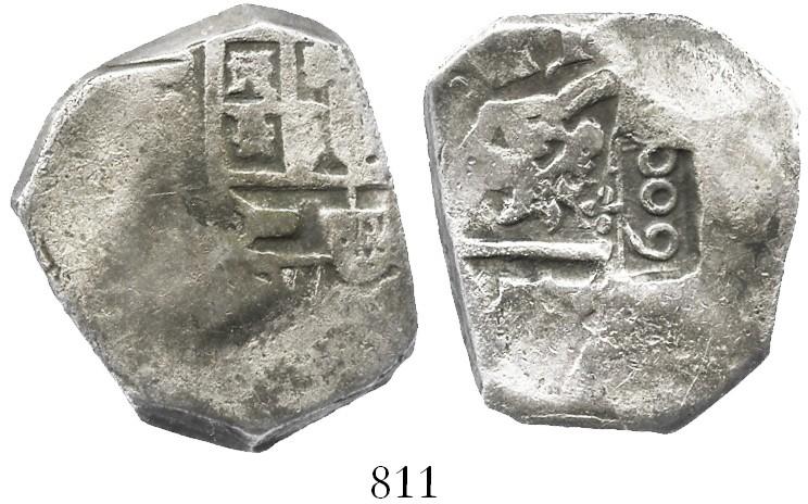 Brazil, 600 reis countermark (1663) on Spanish cob 8R (mint uncertain ...