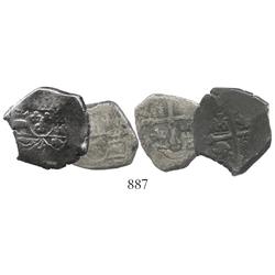 Lot of 2 Mexico City, Mexico, cob 2 reales, Philip V, assayer not visible.