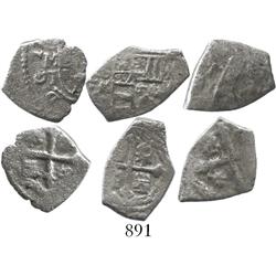 Lot of 3 Mexico City, Mexico, cob 1R, Philip V, assayer J, all with Fisher tags.