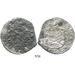 Mexico City, Mexico, pillar 8 reales, Philip V, 1732F, very rare first date of issue.