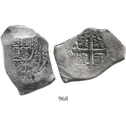 Mexico City, Mexico, cob 8 reales, Philip V (ca. 1730), assayer not visible.