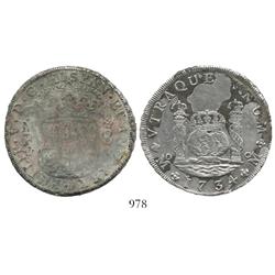 Mexico City, Mexico, pillar 8 reales, Philip V, 1734MF, half encrusted.
