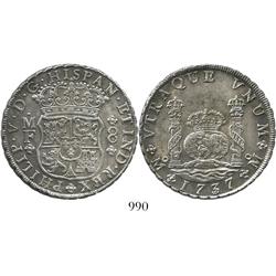 Mexico City, Mexico, pillar 8 reales, Philip V, 1737MF.