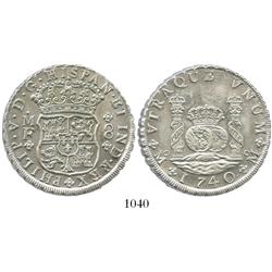 Mexico City, Mexico, pillar 8 reales, Philip V, 1740MF, choice.