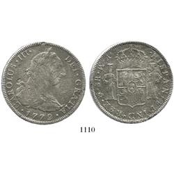 Mexico City, Mexico, bust 8 reales, Charles III, 1772FM (initials facing rim).