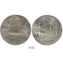 Mexico City, Mexico, bust 8 reales, Charles IV, 1792FM.