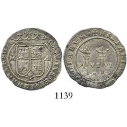 Mexico City, Mexico, 1 real, Charles-Joanna, "Late Series," M to left, A to right, scarce.
