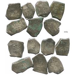 Lot of 7 Mexico City, Mexico, cob 8 reales, Charles II, assayer L where visible, from a North Africa