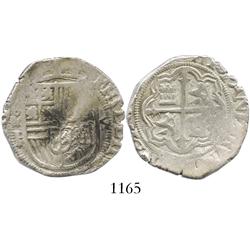 Mexico City, Mexico, cob 4 reales, Philip II, assayer F.