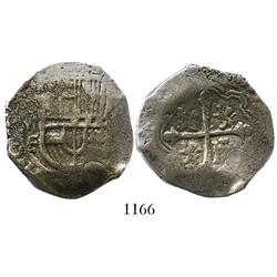 Mexico City, Mexico, cob 4 reales, Philip III, assayer F, salvaged.