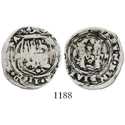 Lima, Peru, 1 real, Philip II, assayer Rincon, motto as PL-VSL-TR above dot.