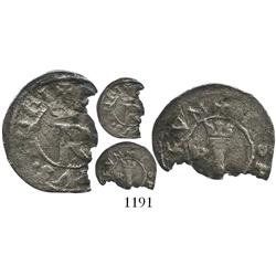 Lima, Peru, 1/4 real, Philip II, assayer Rincon, extremely rare.
