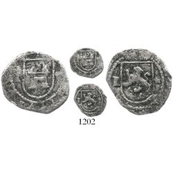 Lima, Peru, cob 1/4 real, Philip II, assayer Diego de la Torre, P to left and * to right of castle a