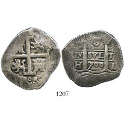 Lima, Peru, cob 8 reales,1700H.