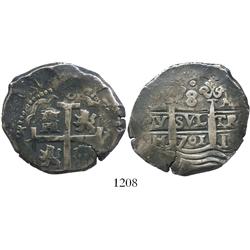 Lima, Peru, cob 8 reales, 1701H.