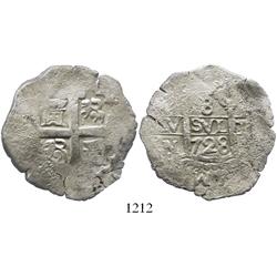 Lima, Peru, cob 8 reales, 1728N.
