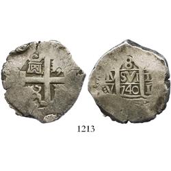 Lima, Peru, cob 8 reales, 1740V.