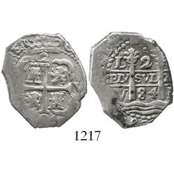 Lima, Peru, cob 2 reales, 1684V.