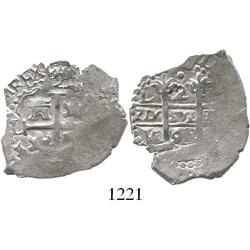 Lima, Peru, cob 2 reales, 1692V, ex-Panama "swamp hoard."