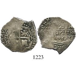 Lima, Peru, cob 2 reales, 1696H.