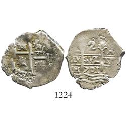 Lima, Peru, cob 2 reales, 1701H.
