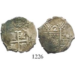 Lima, Peru, cob 2 reales, 1703H.