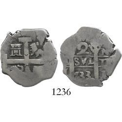 Lima, Peru, cob 2 reales, 1733N.