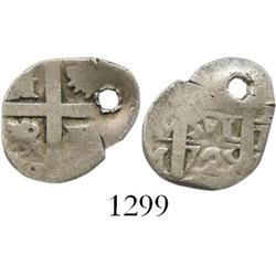 Lima, Peru, cob 1 real, 1725M, (Louis I), rare.