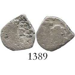 Lima, Peru, cob 1/2 real, 1750R, assayer to right of castle, very rare 1-year error with 1E die.