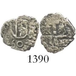 Lima, Peru, cob 1/2 real, 1750R, rare.