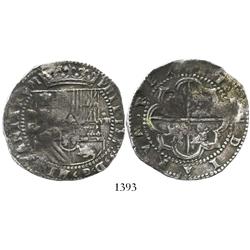 Potosi, Bolivia, cob 8 reales, Philip II, assayer B (2nd period), "Great Module."