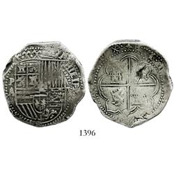 Potosi, Bolivia, cob 8 reales, Philip II, assayer A.