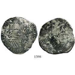 Potosi, Bolivia, cob 8 reales, Philip II, assayer A.