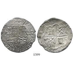 Potosi, Bolivia, cob 8 reales, Philip II, assayer B (4th period), ex-Karon collection.