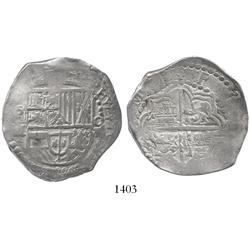 Potosi, Bolivia, cob 8 reales, Philip III, assayer M/Q.