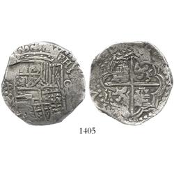 Potosi, Bolivia, cob 8 reales, Philip III, assayer M.