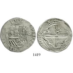 Potosi, Bolivia, cob 4 reales, Philip II, assayer B (2nd period).