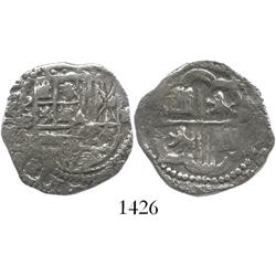 Potosi, Bolivia, cob 2 reales, Philip II, assayer B (5th period), probably from the Atocha (1622) bu