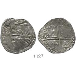 Potosi, Bolivia, cob 2 reales, 1617M, rare first date on Potosi cobs.