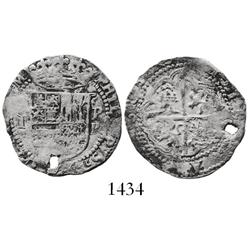 Potosi, Bolivia, cob 1 real, Philip II, assayer R (Rincon) to right, reverse die-match with known La